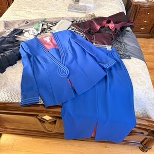 Blue Jacket and Skirt Set